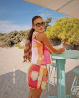 Eva Fleurose in Rainbow vest & Skirt