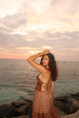 Anmol dua in 3 layered skirt + backless top