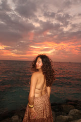 Anmol dua in 3 layered skirt + backless top