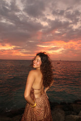 Anmol dua in 3 layered skirt + backless top