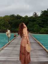Shivani Parihar in Safari 3 layered skirt + backless top (