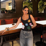 Jahnavi in Marine tank top - black