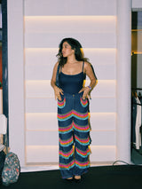 Anmol Dua in Rainbow tassel denim