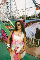 Raashi ballal in Rainbow vest & Skirt