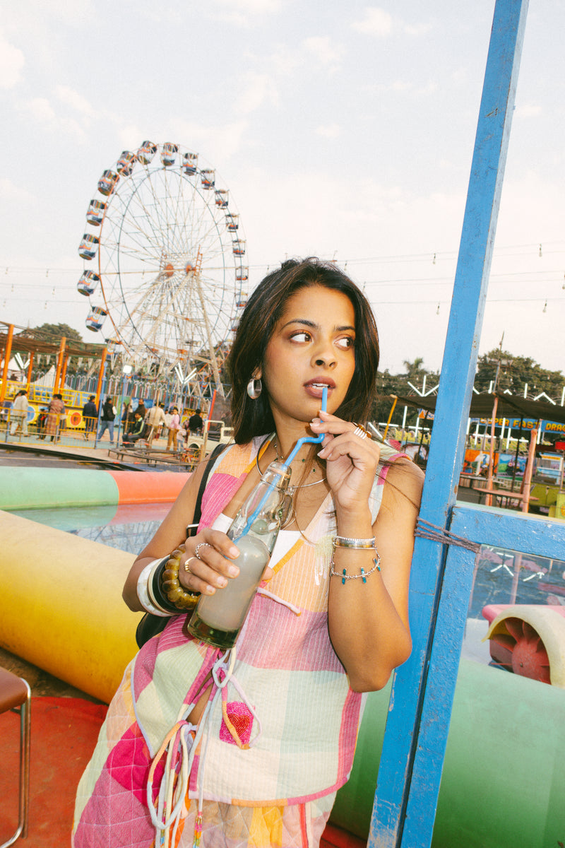 Raashi ballal in Rainbow vest & Skirt