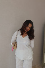 Silver lining top + smocking pants
